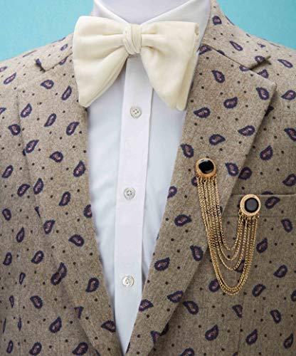 Knighthood Brooch Pin Gold and Black Enamel and Set of Hanging Chain Detailing Formal Brooch Suit Stud Lapel Pin3