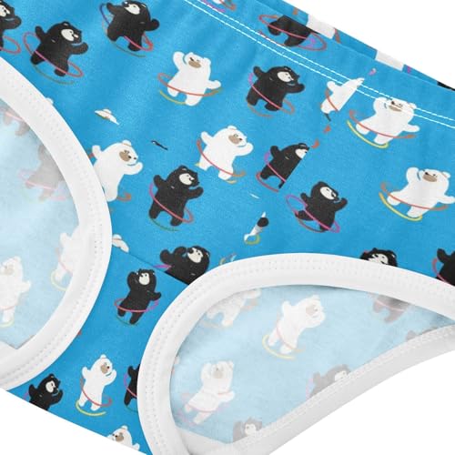 Joisal Toddler Girls Underwear 2t Cotton Little Girl Panties Funny Briefs Girls Undies Cute Cartoon Bears White Blue4