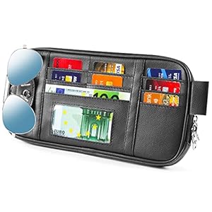 Da by,Car Sun Visor Organizer,Black,Auto Interior Accessories Pocket Organizer, Registration and Document Holder, Personal Belonging Storage Pouch Organizer, Interior Accessories Pocket
