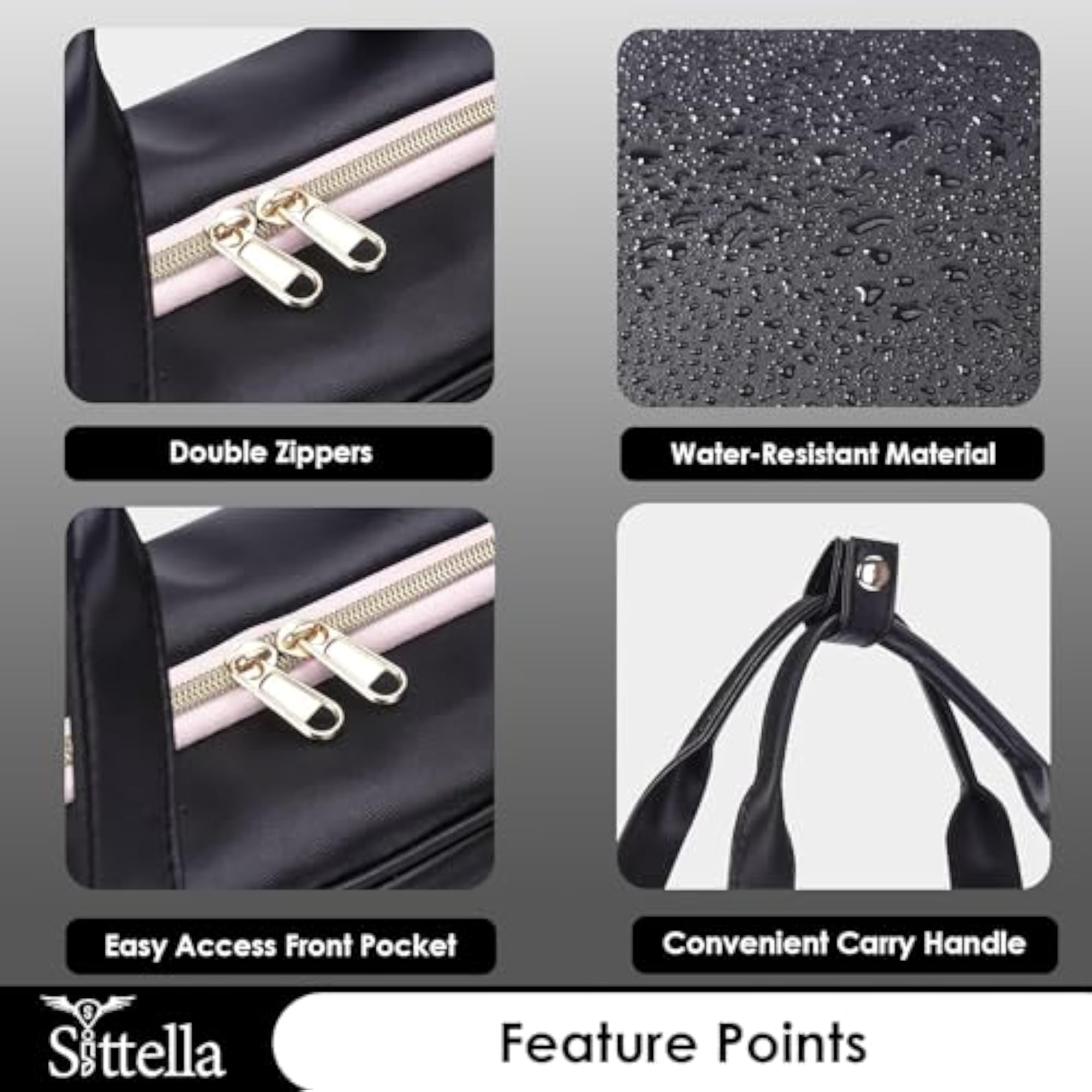 Waterproof PU Leather Toiletry Kit Bag with Hanging Hook