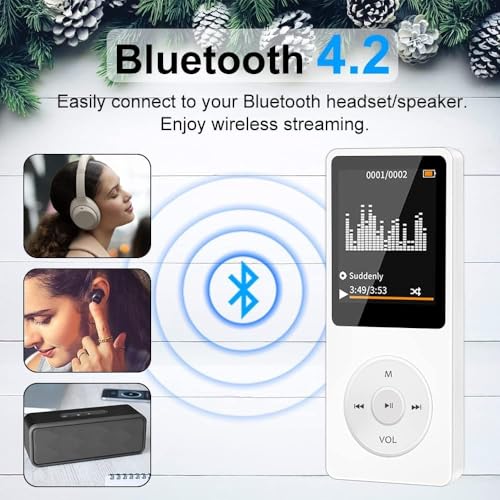 Image of BIGASUO 128GB Mini MP3 Music Player with Bluetooth 5.4 & Voice Control Earphones, Video Playback,Pocket-Sized MP3 Player for Music,Voice Recording,FM Radio (1029) (Black, TMY-12)