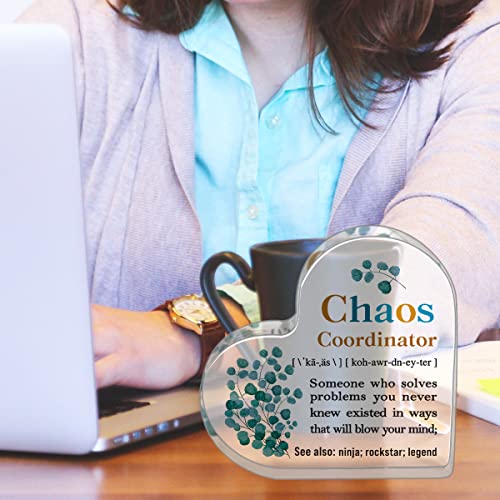 Thank You Gifts Appreciation Gifts For Coworker, Heart-Shaped Office Decorative Desk Sign Gifts For Teacher, Coworker, Boss, Mentor, Mom, Dad - Birthday Gifts For Chaos Coordinator #TOP2