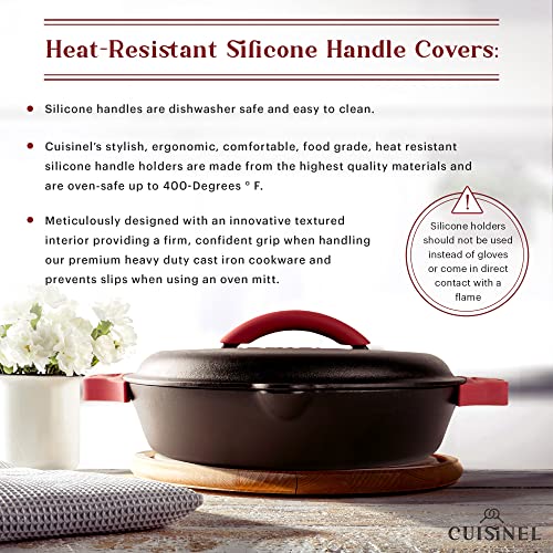 Image of Cast Iron Skillet with Cast Iron Lid - 12 inch-Inch Dual Handle Frying Pan + Pan Scraper + Silicone Handle Holder Covers - Pre-Seasoned Oven Cookware - Use Indoor /Outdoor, Grill, Stovetop, Induction