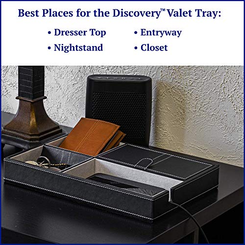 image for HOUNDSBAY Mens Valet Tray Organizer, EDC Catch All Leather Valet Tray 
