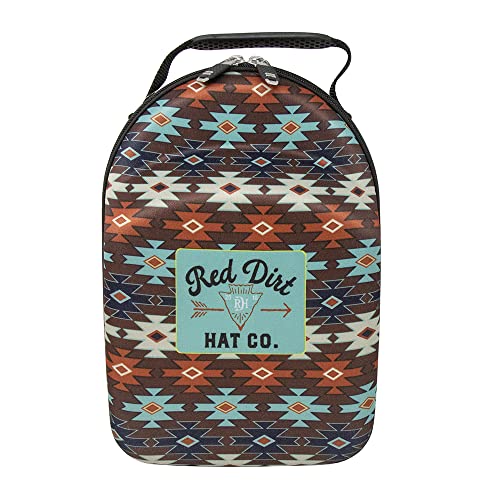Red Dirt Hat Company Burgundy Aztec Cap Carrier Hat Caddy Can with Interior Sunglasses Case, Carry Handle