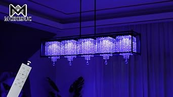 MEIXISUE Modern K9 Crystal Chandeliers RGB LED Rectange