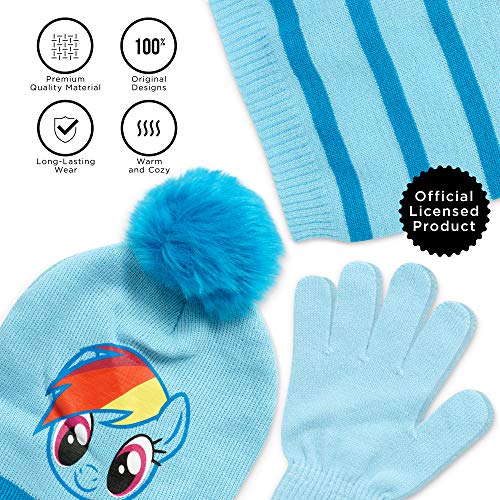 Hasbro My Little Pony Girls Winter Hat And 2 Pair Gloves Or Mittens (Toddler/Little Girls), Size Age 4-7, Rainbow Dash #TOP5