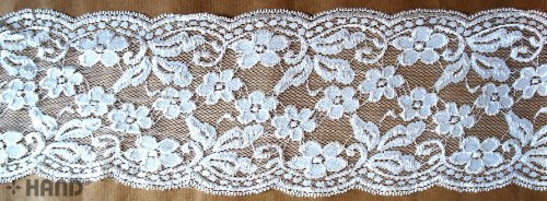 Dentelle extensible blanche HAND No.3112 de 160mmW motifs délicats pour création haute couture