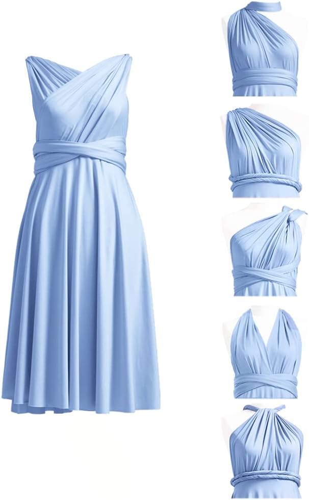 72stylesKnee Length Short Infinity Dresses for Bridesmaids Convertible Dresses Transformer Multiway Twist Wrap Midi Dresses