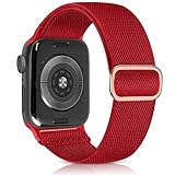 Aegce Elastic Sport Band Compatible with Apple Watch 41mm 40mm 38mm for Men Women, Stretchy Solo Loop Nylon Strap Compatible for iWatch Series SE 10 9 8 7 6 5 4 Ultra, Red
