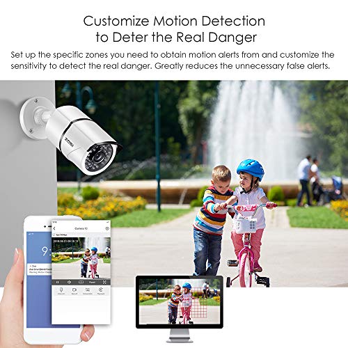Image of ZOSI 8-Channel HD-TVI FULL 1080P Video Security System DVR and (4) 2.0MP Indoor /Outdoor Weatherproof Cameras with IR Night Vision LEDs- NO HDD, 100ft Night Vision, Customizable Motion Detection