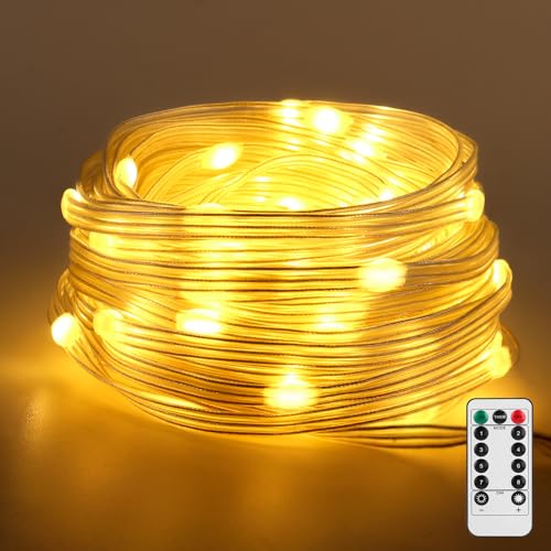 Mineup 10M Lichterschlauch Außen, 100 LEDs Wasserfest Lichtschlauch Außen mit Fernbedienung & Timer 8 Modi, 24V Led Schlauch für Innen Party Hochzeit Weihnachten Balkon Garten Dekolicht (Warm)