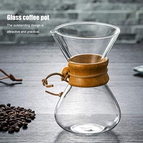 Atyhao Coffee Maker High-Temperature Glass Coffee Drip Brewing Pot with Stainless Steel Filter(600ml)