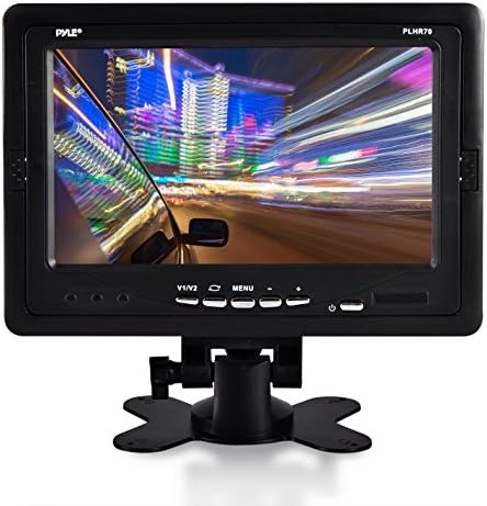 Premium 7” Inches Rearview Car LCD Monitor by Pyle – Parking Monitor Assistant with Wireless Remote Control – Full Color Wide Screen – Can Be Installed in Headrest Post (PLHR70)