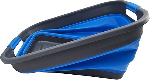 Miniatura 4 de SAMMART Cesta de plástico plegable de 36 litros (9.5 galones), contenedor de almacenamiento plegable y organizador, tina de lavado portátil, cesta