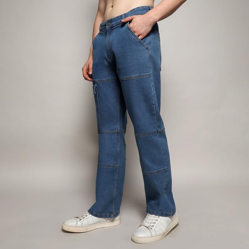 Image of CAHOOT Men's Denim Jeans for Casual Wear | Medium-Wash | Regular Fit | 5 Pockets | Button Closure | Denim Jeans Crafted with Comfort Fit for Casual Wear