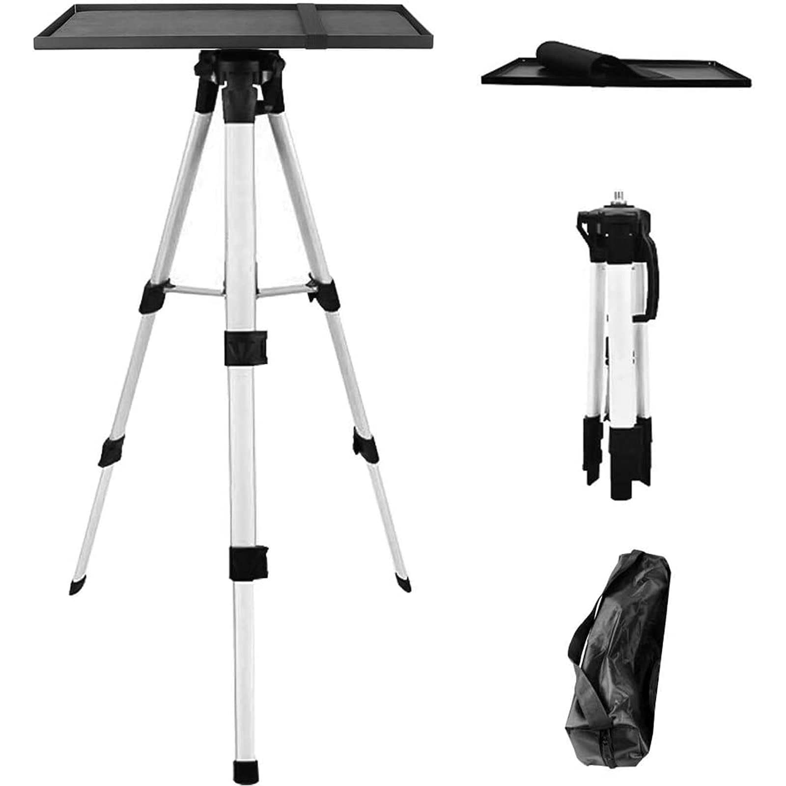 Aluminum Tripod Projector Stand, Adjustable Laptop Stand 21 to 54inch Multi-Function Stand with Tray Holder and Storage Bag for Projectors Laptops Photography