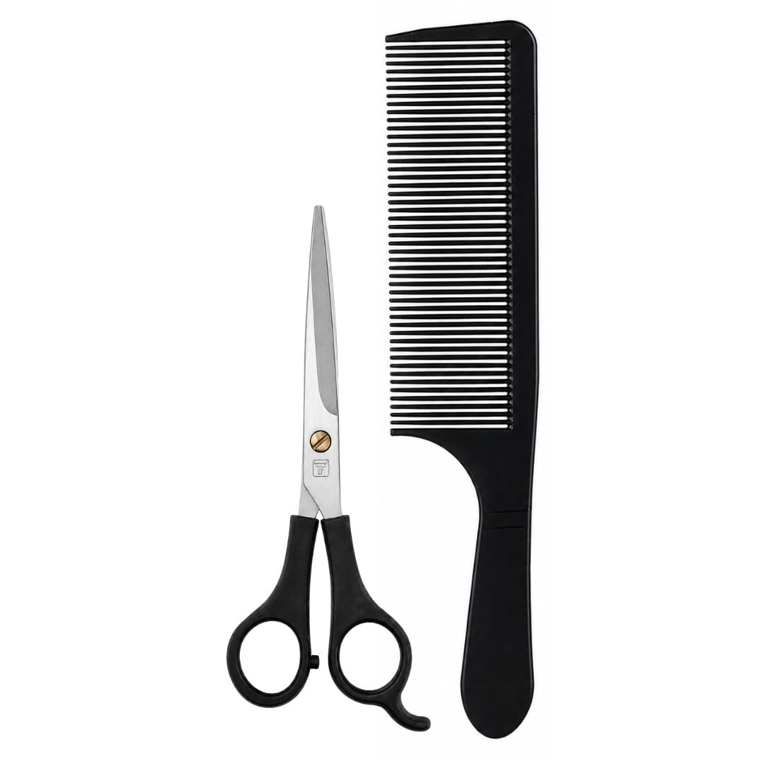 Professional Hair Cutting Scissors & Barber Comb Set | Stainless Steel Hair Cutting Shears with Fine Tooth Barber Comb | Salon Hairdressing Kit for Men, Women & Kids | Home & Professional Use-image-13