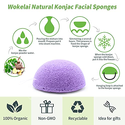 Konjac Schwamm Set – 6 Stück Organische Reinigungsschwämme mit Aktivkohle – Sanftes Peeling für Gesicht & Körper – Geeignet für fettige, trockene, Misch- & empfindliche Haut