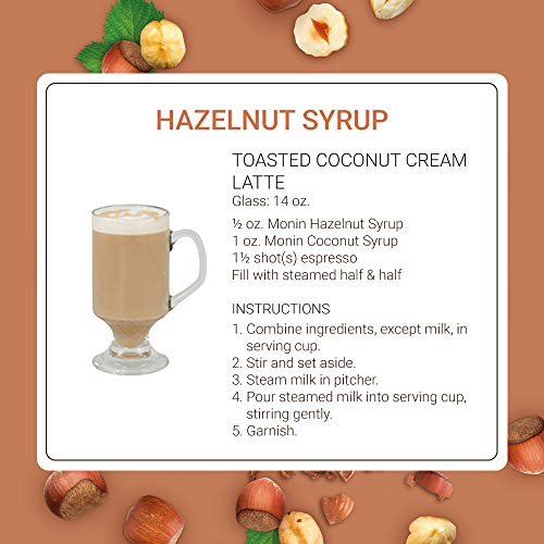 Monin - Hazelnut Syrup, Nutty Taste Of Caramelized Hazelnut, Natural Flavors, Great For Mochas, Lattes, Smoothies, Shakes, And Cocktails, Non-Gmo, Gluten-Free (1 Liter, 4-Pack) #TOP4