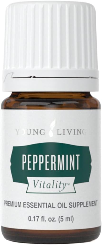 Young Living Peppermint Vitality Essential Oil - 100% Pure, Peppermint Oil for Culinary Use - 5 ml Bottle for Aromatherapy and Flavoring Beverages and Food