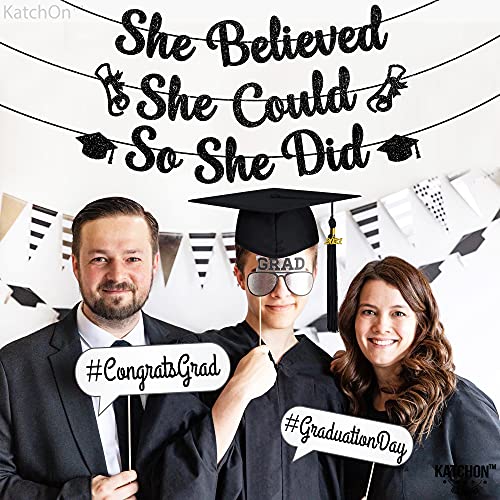 Image of KatchOn, She Believed She Could So She Did Banner - Glitter 10 Feet, No DIY | Congratulations Banner for Nursing 2026 Graduation Party Decorations | Medical School Graduation Decorations 2026