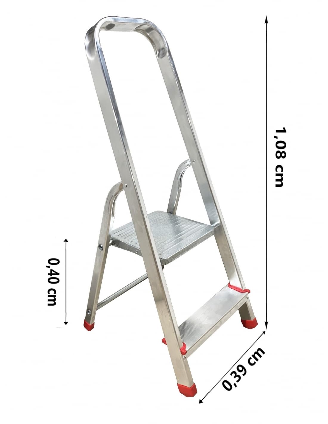 Escalera Plegable 2 peldaños Aluminio, Escalera de Tijera Resistente y Ligera, Antideslizante, Uso domestico, soporta hasta 150 kg.