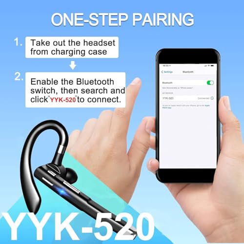 Image of Bluetooth Headphones with Microphone, 500 Hours Standby Time with LED Charging Case, 270 Degree Rotating Microphone with Hands-Free Touch Control and Bluetooth 5.1 Version (B42)
