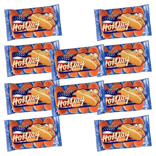 40x Hot Dog Brötchen (10x250g) 4er-Packungen für Grill Party & Vorrat - Soft & Frisch