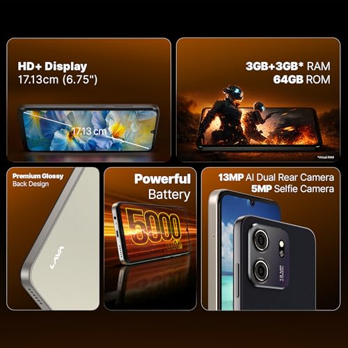 Image of Lava Bold N2 Lite (Kolar Gold, 3 GB RAM, 64 GB Storage) | 6.75 inch HD+ Display | 13MP AI Dual Rear Camera | 5000 mAh Battery | Secure Face Unlock | Fingerprint Reader | Charger & Phone-Cover in Box