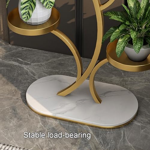 Support à plantes avec grande étagère d'angle dorée pour optimiser l'espace extérieur - 4