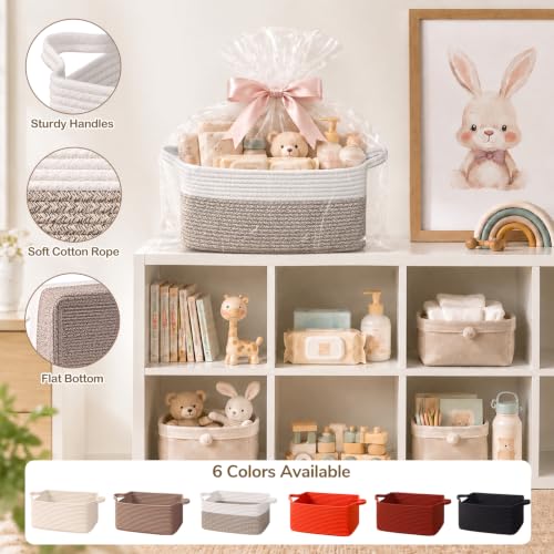 CHICVITA Large Rope Gift Baskets Empty with Handles, 13.5" x 10" x 6.5" - Image 5