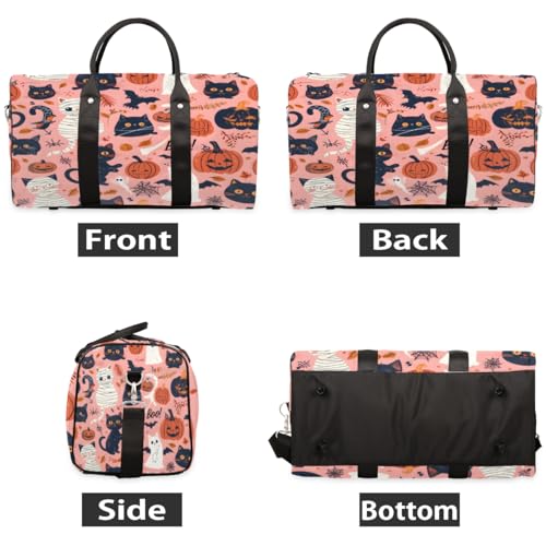 Happy Halloween Cat Pumpkin Duffel Bags Large Tote Bag Overnight Bags for Women Men Lightweight Duffel Bag Adjustable Strap Carry On Bag Waterproof Gym Travel Bag2