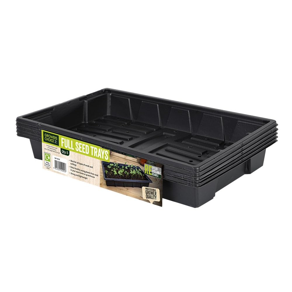 Growers Choice Black Professional Seed Tray, Heavy Duty Stackable, Plastic, Pack Of 10