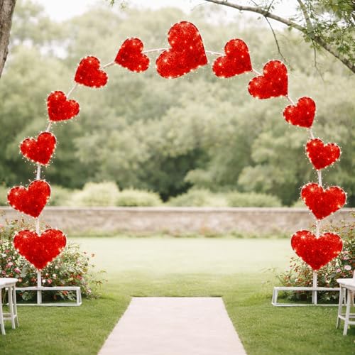 VIHOSE 10ft Wedding Heart Light Arch Large LED Outdoor Arches Decor