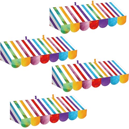 Image of Tallew 4 Pcs 3D Circus Awning Wall Decoration Carnival Awning for Carnival Theme Party Classroom Decorations(Mixed Color and White)