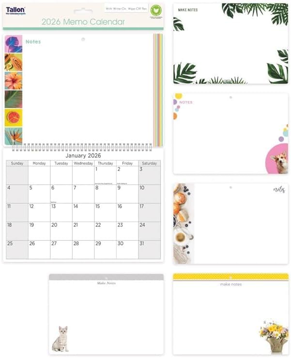 PaulStore 2026 Monthly Memo Board Wall Calendar Family Organiser Shopping List Pad & Pen Random