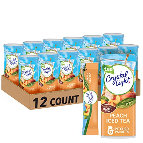 Crystal Light Sugar-Free Peach Iced Tea Low Calories Powdered Drink Mix 72 Count Pitcher Packets