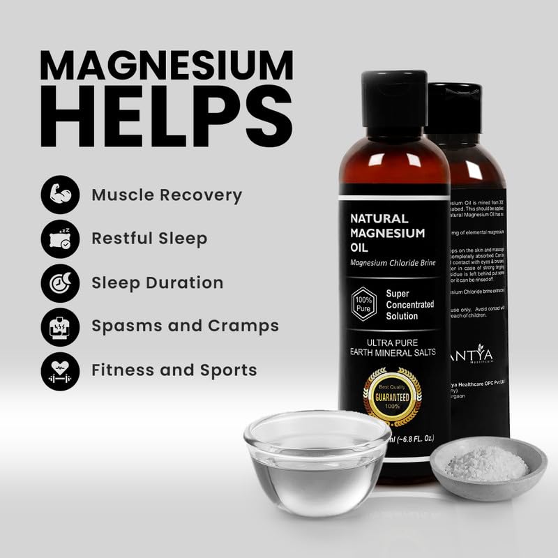 Image of Anantya Natural Magnesium Oil 200ml | Topical Magnesium Oil for Pain Relief & Muscle Recovery, feet, Sleep Support