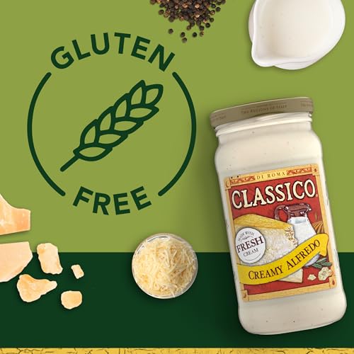 Image of Classico Pasta Sauce, Creamy Alfredo, 15 oz Jar | Authentic & Flavorful, a Versatile White Sauce for Chicken Alfredo or Pizza, Just Simmer & Serve, Great for Pasta