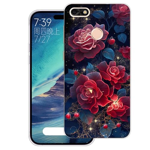 WUACYEAMING Cover per Huawei Y6 Pro 2017/P9 Lite Mini,Cover Case in Silicone Trasparente Ultra Sottile e Leggera, Anti Ingiallimento Custodia con Antiurto, Anti-Graffio e Retro TPU-(zafferano)