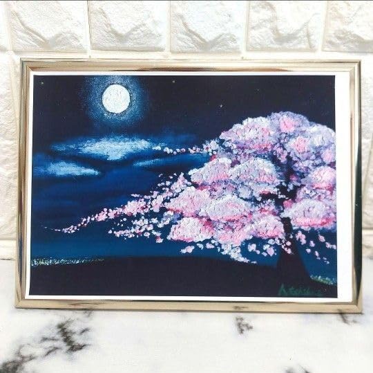 絵画 夜桜　大幅値下げ！ Amazon.co.jp: 印刷 油彩画 夜桜 風景画 風景 額付絵画 : おもちゃ