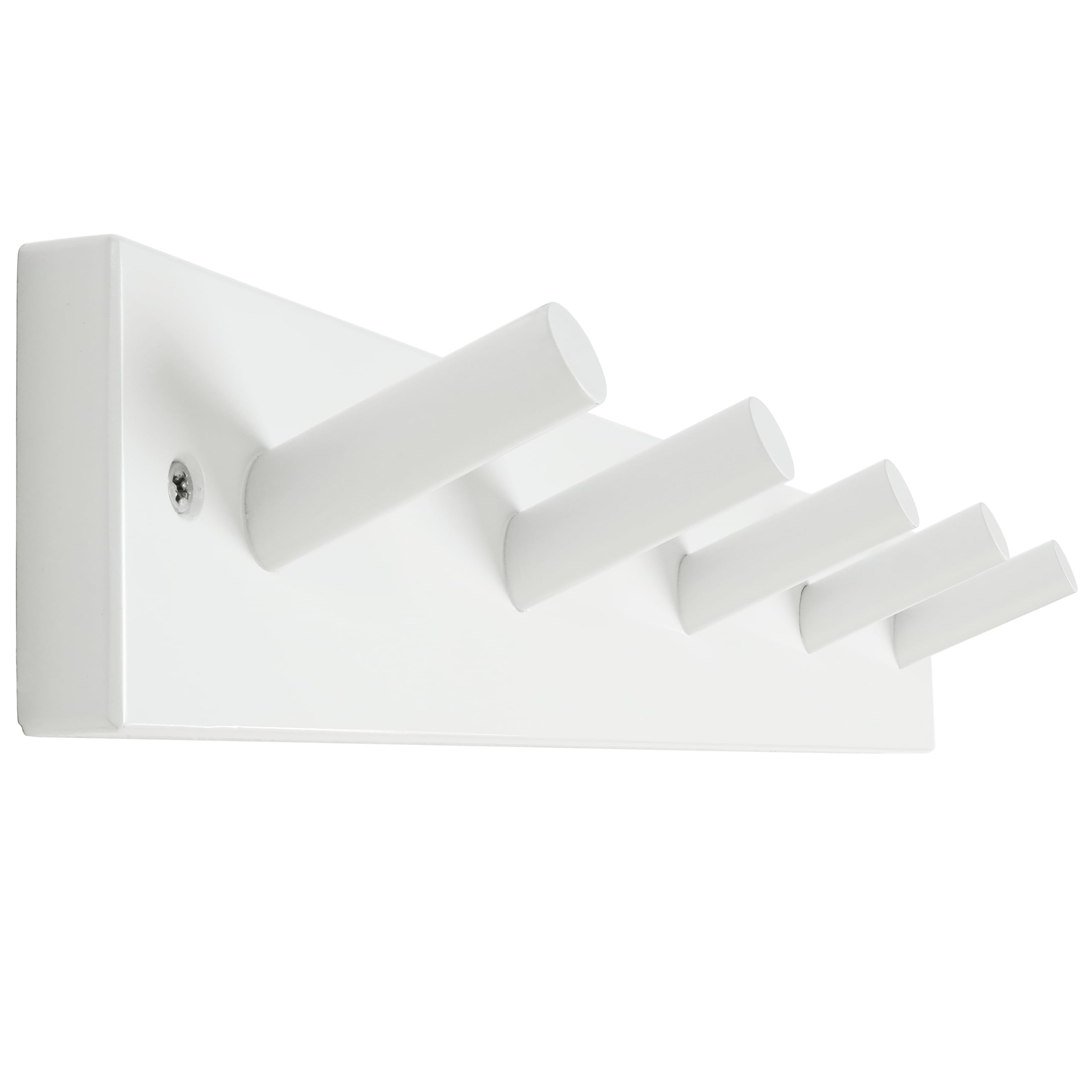 Wooden Wall Mounted Coat Rack,16'' Hole to Hole, 5 Pegs Bamboo Wall Hook for Hanging Clothes Robes Towels Hats,White