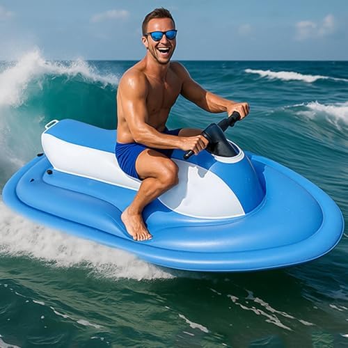 2-in-1 Inflatable Jet Ski & Diving Scooter - 500W Power, 10 Speed Modes, 130 Min Runtime, Remote Control, Dual-Fin Design for Adults & Kids (150kg Capacity), White with Thruster