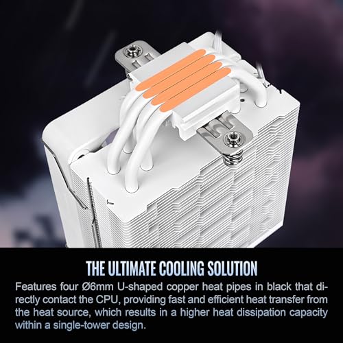 Image of Thermaltake ASTRIA 200 ARGB CPU Cooler; 4 Copper Heat Pipes; 120mm PWM Fan; 500~1800RPM; Single Tower; Intel /AMD; 210W TDP; White; CL-P137-AL12SW-A