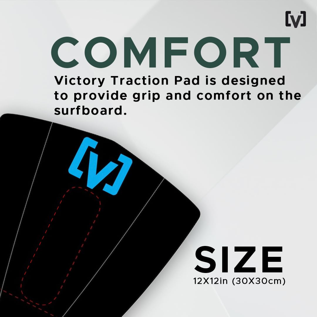 Victory Grip Surf Premium Lot de 3 coussinets de traction arrière pour planche de surf Max Diamond Grip adhésif 3M Confort et contrôle 30 x 30 cm