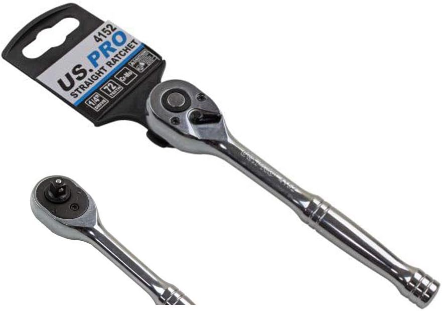 US PRO 1/4" Drive 72T Quick Release Reversible Ratchet Socket Wrench 4152, Metal