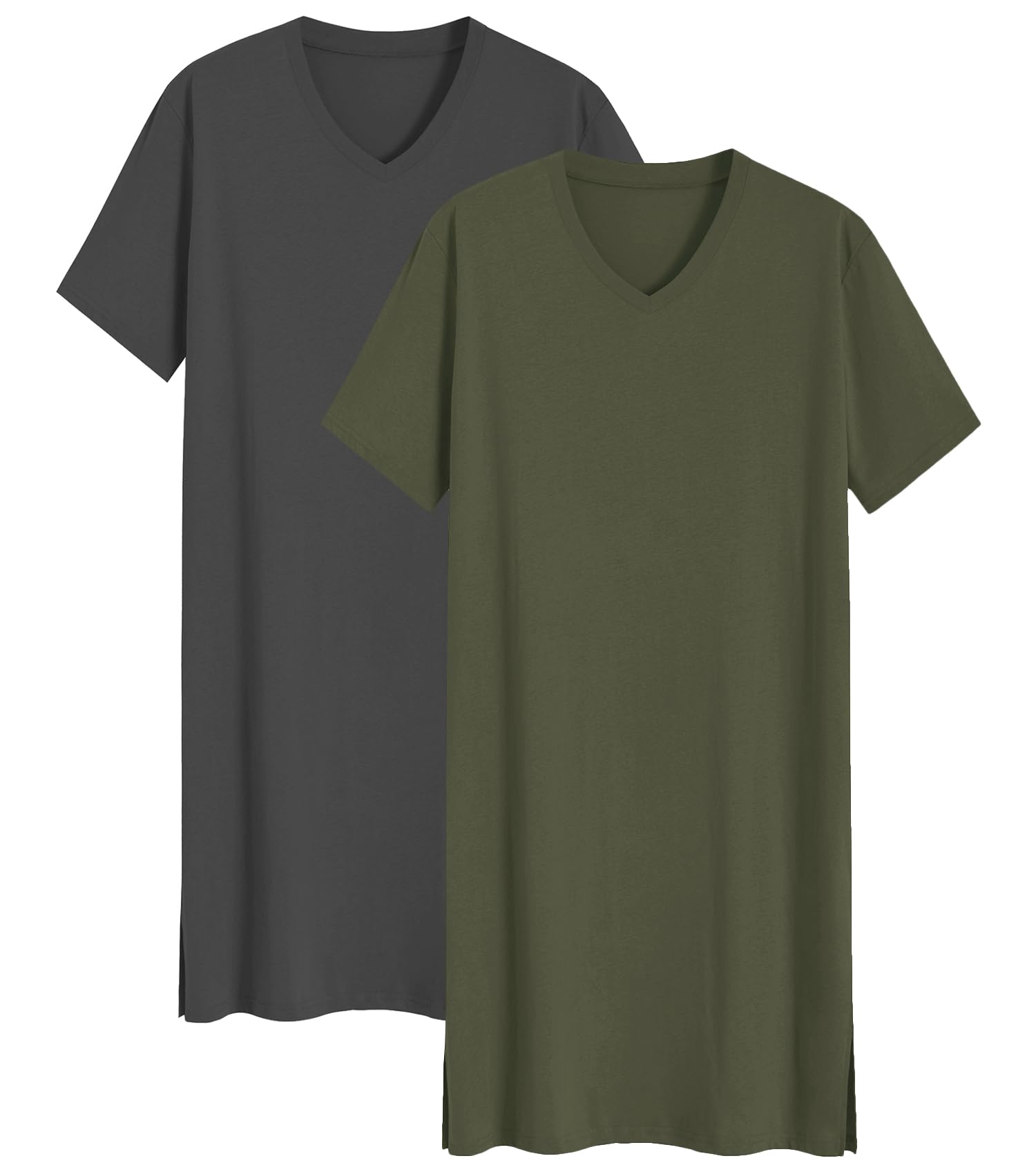 Latuza Men's 2 Pack Nightshirt Cotton Sleep Shirt Nightgown