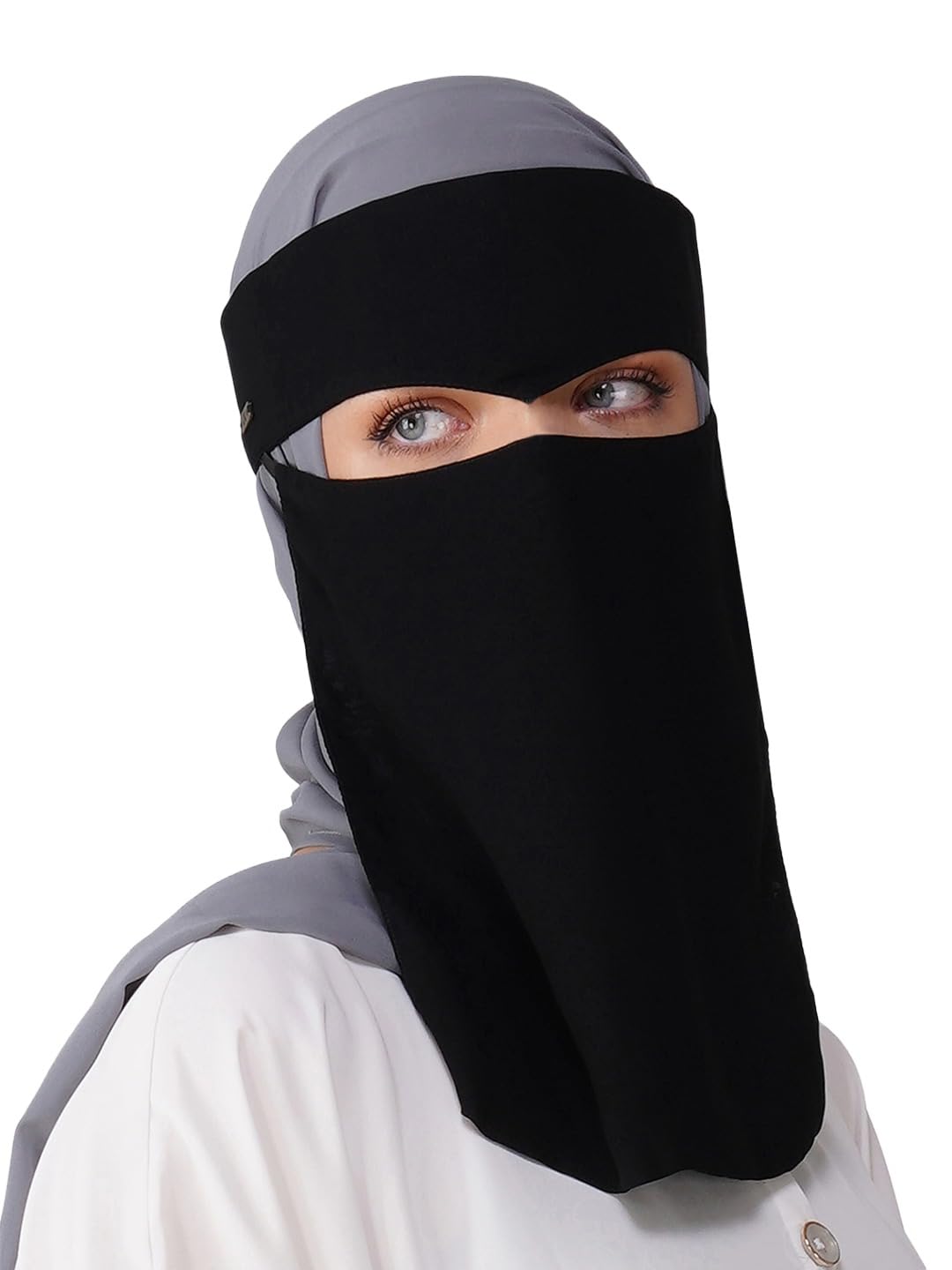 ANA Eagle Eye Solid Black Niqab | 9.5 x 11 Inches – Premium Imported Chiffon | Forehead Cut with Structured Fusing | Lightweight, Full Face Coverage-image-11