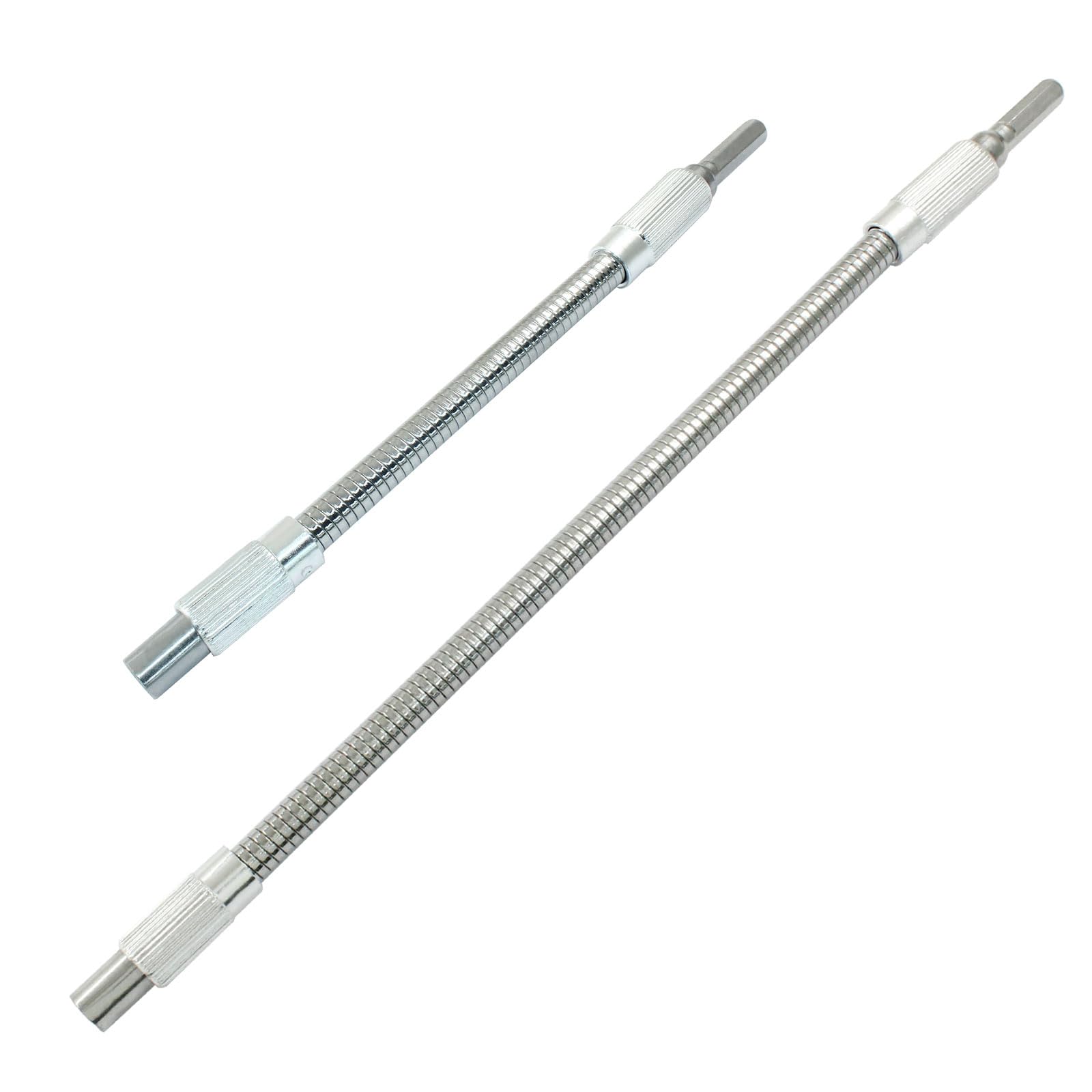 Waziaqoc 2 Pcs 7.9 and 11.8 Inch Flexible Drill Bit Extension, Bendable Bit Screwdriver Extension, 1/4 Inch Hex Shank Drill Bit Extension for Home